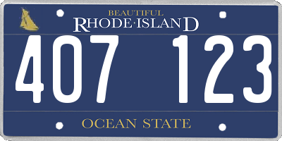 RI license plate 407123