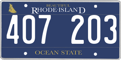 RI license plate 407203