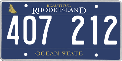 RI license plate 407212