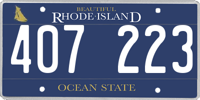 RI license plate 407223