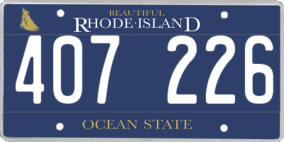 RI license plate 407226
