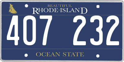 RI license plate 407232