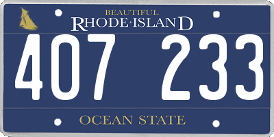 RI license plate 407233