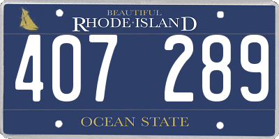 RI license plate 407289