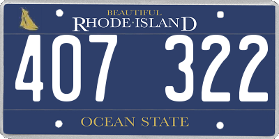 RI license plate 407322