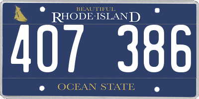 RI license plate 407386