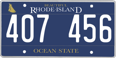 RI license plate 407456