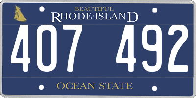 RI license plate 407492