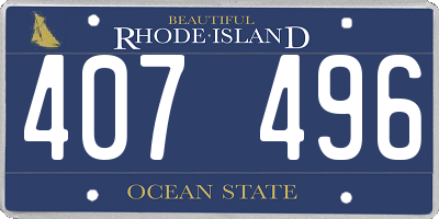 RI license plate 407496