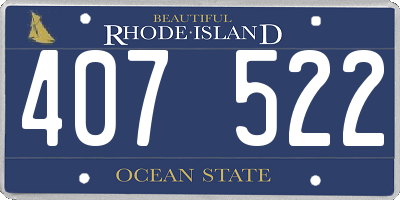 RI license plate 407522