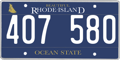 RI license plate 407580