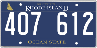 RI license plate 407612