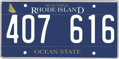 RI license plate 407616