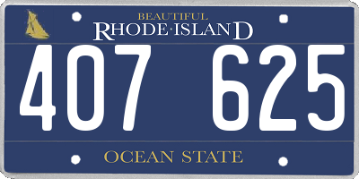 RI license plate 407625