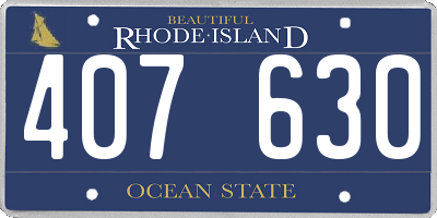 RI license plate 407630