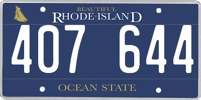 RI license plate 407644