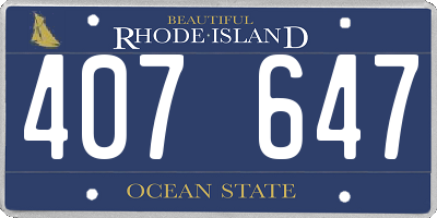 RI license plate 407647