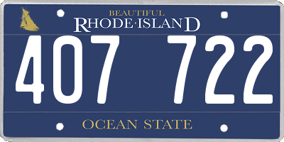 RI license plate 407722