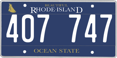 RI license plate 407747