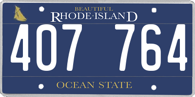 RI license plate 407764
