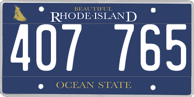 RI license plate 407765