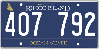 RI license plate 407792