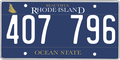 RI license plate 407796
