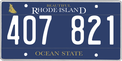 RI license plate 407821