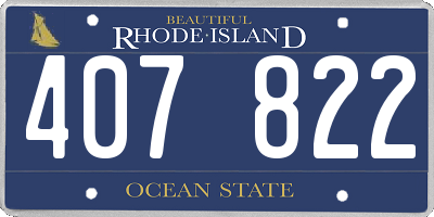 RI license plate 407822