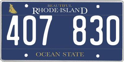 RI license plate 407830
