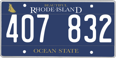 RI license plate 407832