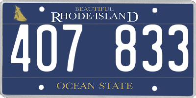 RI license plate 407833