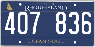 RI license plate 407836