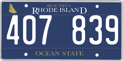 RI license plate 407839