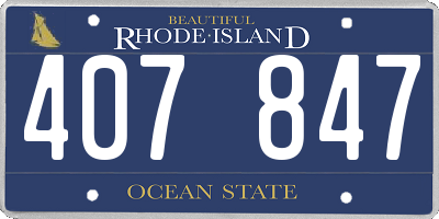 RI license plate 407847
