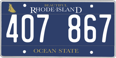 RI license plate 407867