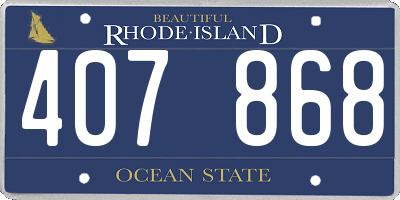 RI license plate 407868
