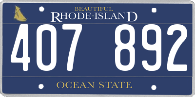 RI license plate 407892