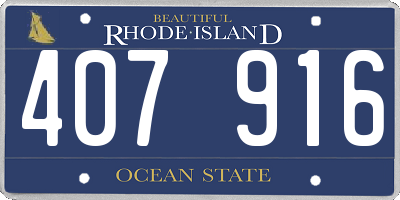 RI license plate 407916