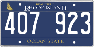 RI license plate 407923