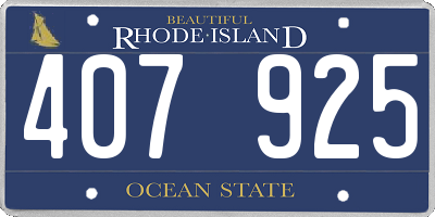 RI license plate 407925