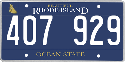 RI license plate 407929