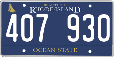 RI license plate 407930