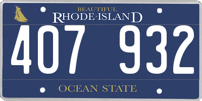 RI license plate 407932