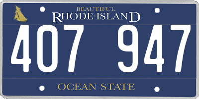 RI license plate 407947