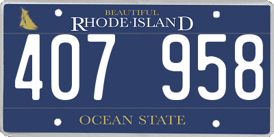 RI license plate 407958
