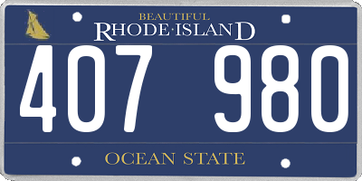 RI license plate 407980