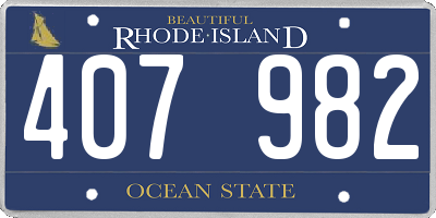 RI license plate 407982