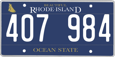 RI license plate 407984