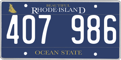 RI license plate 407986